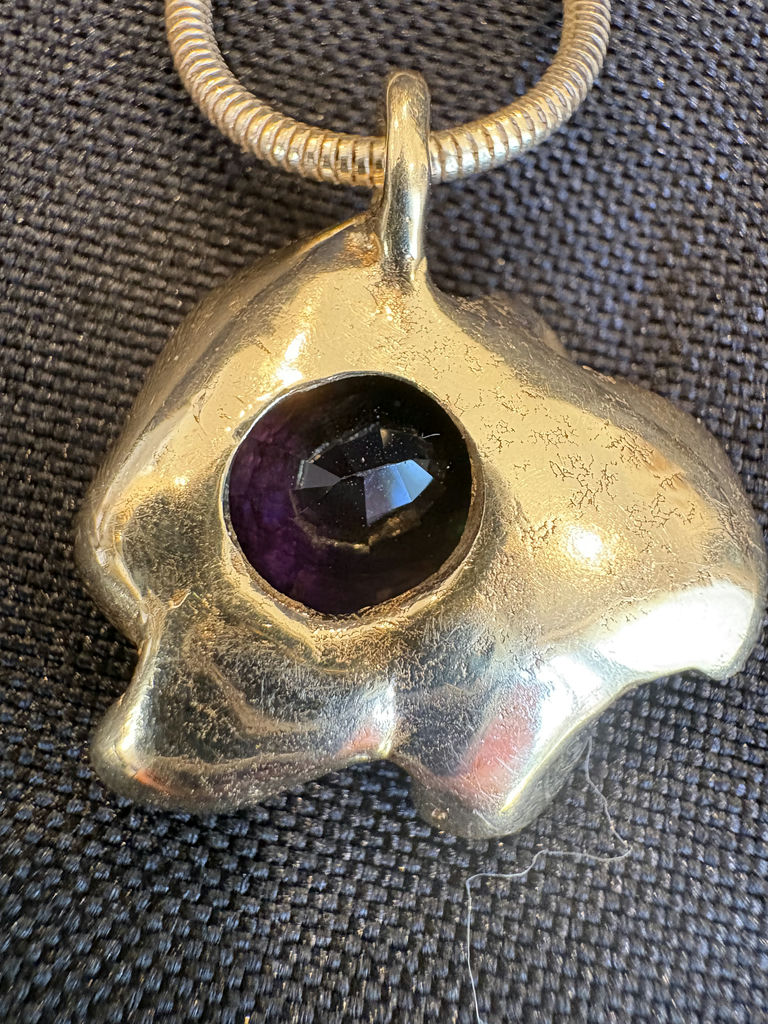 14K Gold Necklace With Amethyst Stone Pendant - image 7 of 9