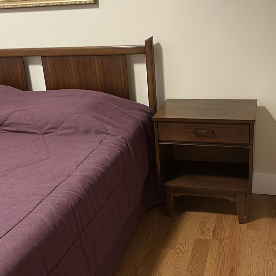 MCM Wood Bed Frame with Nightstand - image 6 of 13