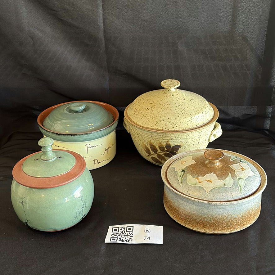 Assorted Handmade Pottery Covered Bowls and Canisters - image 1 of 19