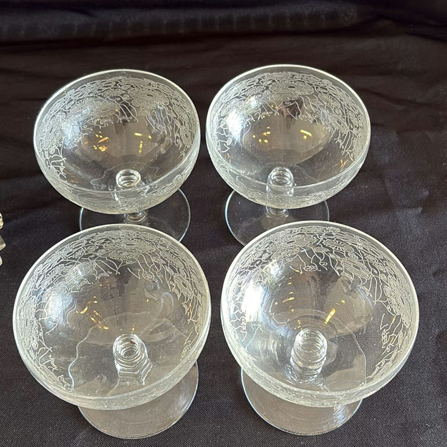 Assorted Etched Glass Dessert Cups and Glass Jar - image 2 of 18
