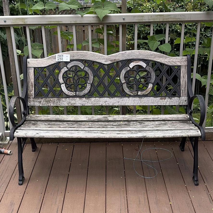 Outdoor Cast Iron & wood Garden Bench - image 1 of 11