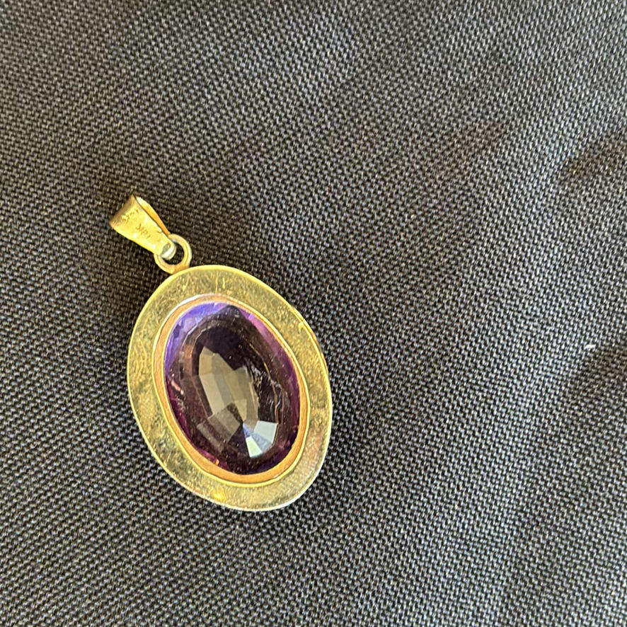 18K Gold Amethyst Pendant with Appraisal  - image 3 of 10