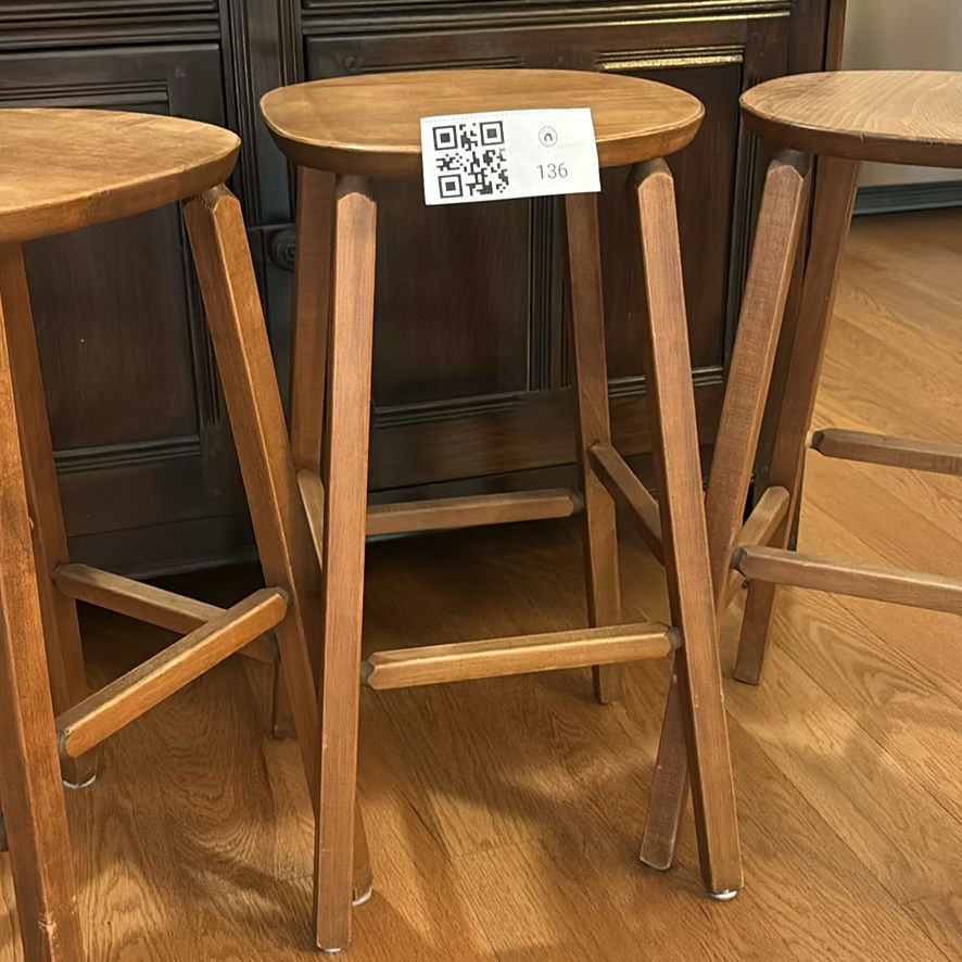 Set of Three Wooden Bar Stools - image 6 of 9