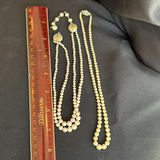Vintage Costume Jewelry Lot with Brooches, Earrings, Pearl Necklaces, and Compact Mirror - thumbnail 19 of 19