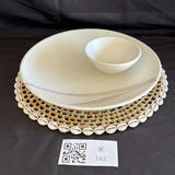 Ceramic Serving Platter, Bowl, and Woven Shell Placemat - thumbnail 1 of 5
