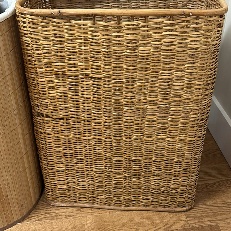 Two Wicker and Bamboo Laundry Hampers - image 6 of 9