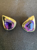 14K Gold & Amethyst Gemstone Stud Earrings - thumbnail 4 of 9