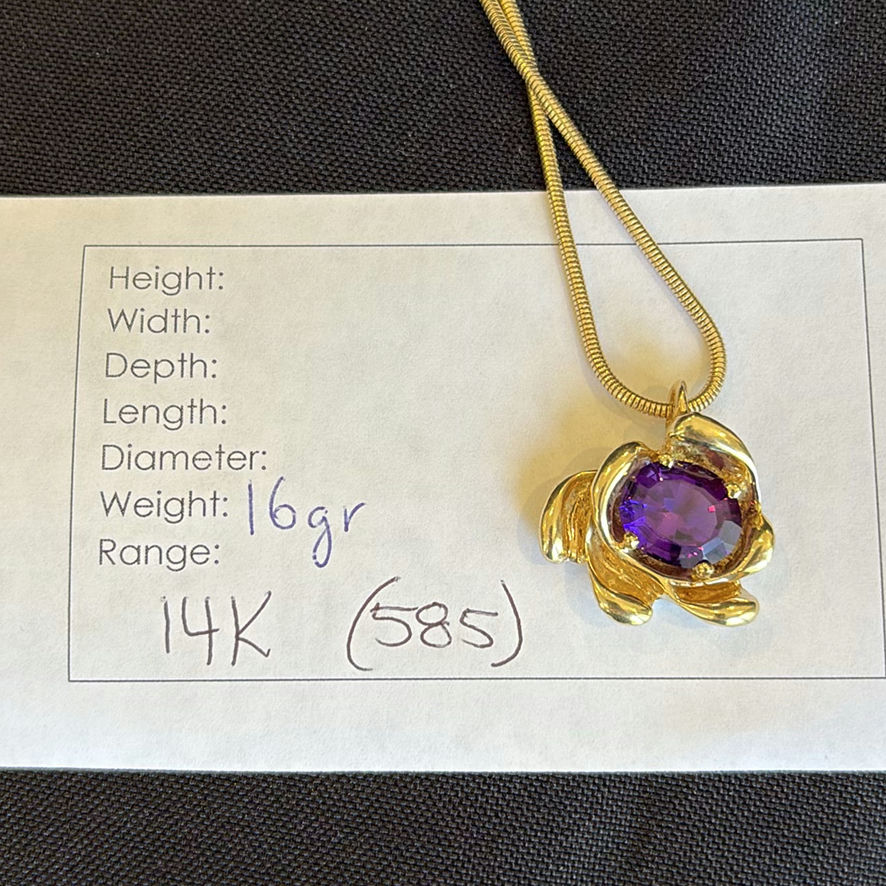 14K Gold Necklace With Amethyst Stone Pendant - image 9 of 9