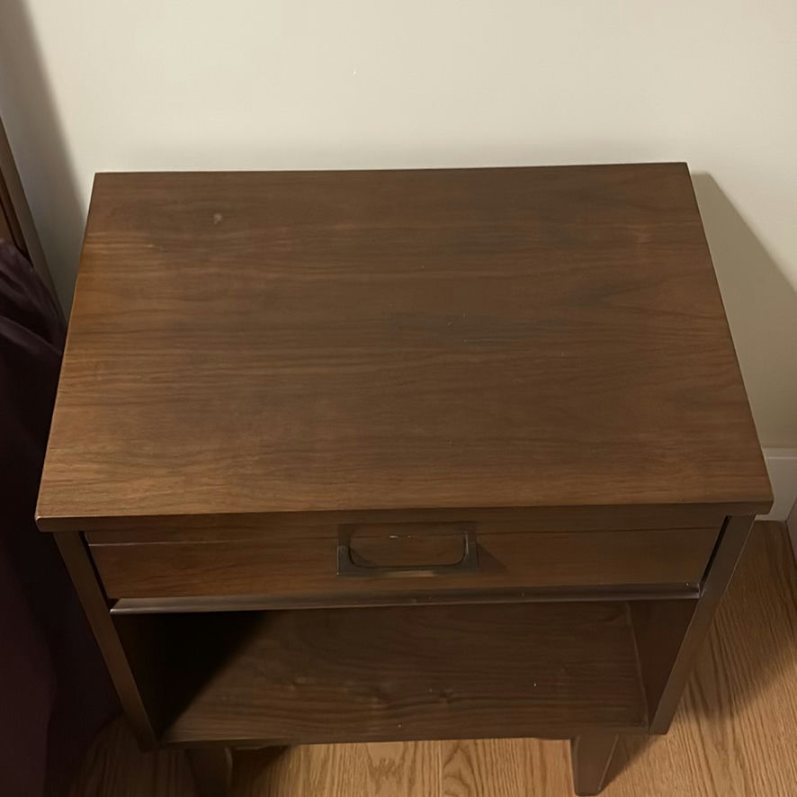 MCM Wood Bed Frame with Nightstand - image 3 of 13