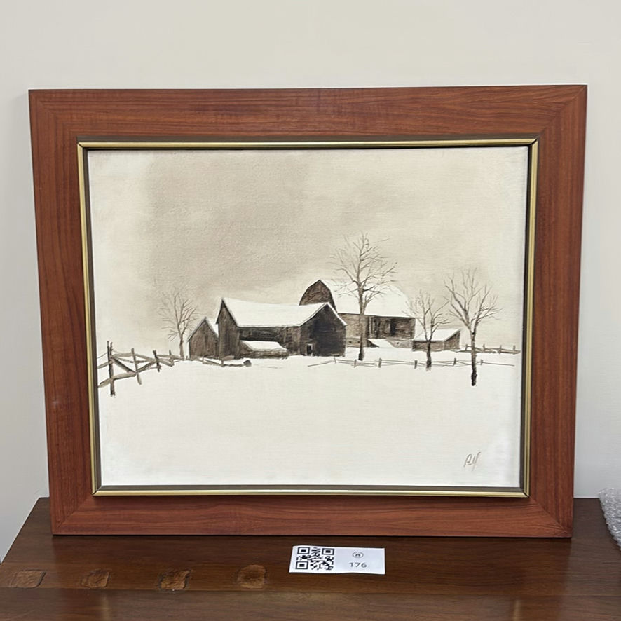 ORIGINAL Arto Yuzbasiyan "Farm in Winter" Painting - image 1 of 8