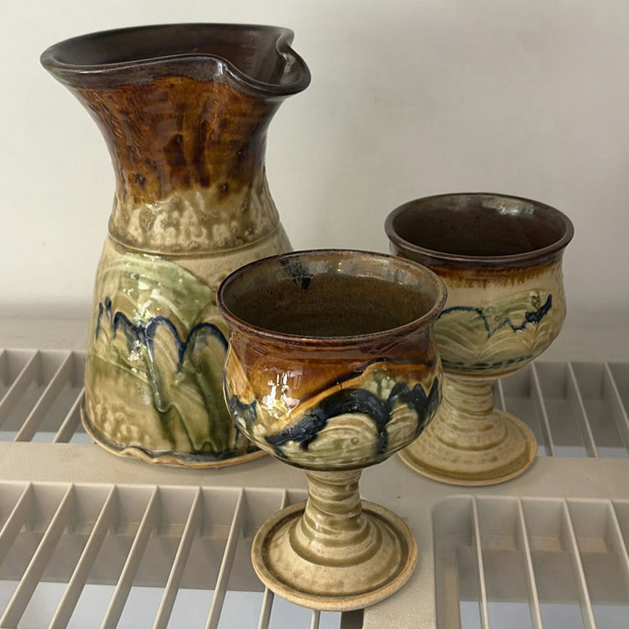 Studio Pottery Collection: Pitcher and Goblets - image 1 of 11