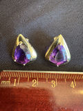 14K Gold & Amethyst Gemstone Stud Earrings - thumbnail 8 of 9