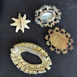 Vintage Costume Jewelry Lot with Brooches, Earrings, Pearl Necklaces, and Compact Mirror - thumbnail 6 of 19