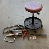 Rolling Shop Stool and Assorted Hand Tools - thumbnail 1 of 9