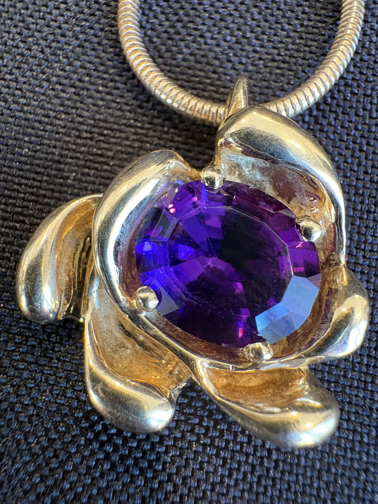 14K Gold Necklace With Amethyst Stone Pendant - image 6 of 9