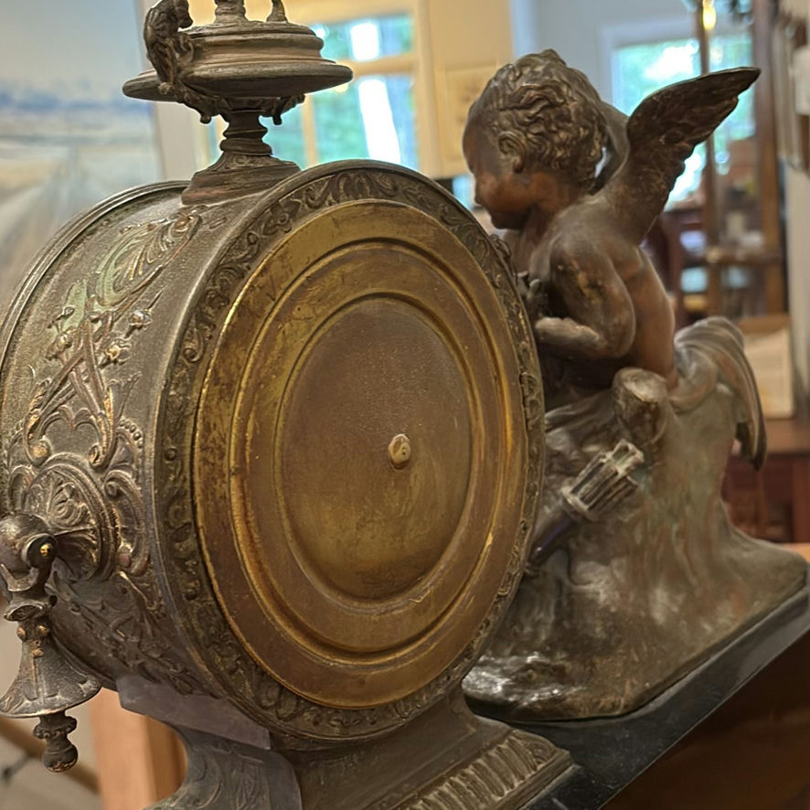 Antique ASONIA CLOCK CO. Mantel Clock with Cherub Figure - image 10 of 15