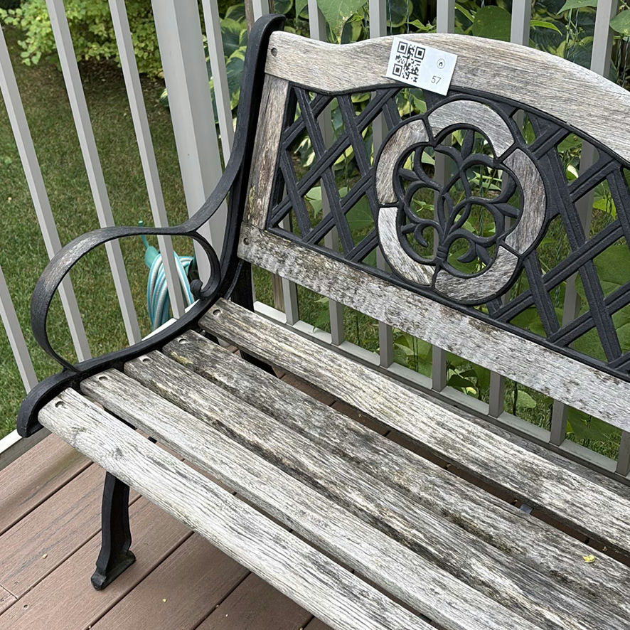 Outdoor Cast Iron & wood Garden Bench - image 3 of 11