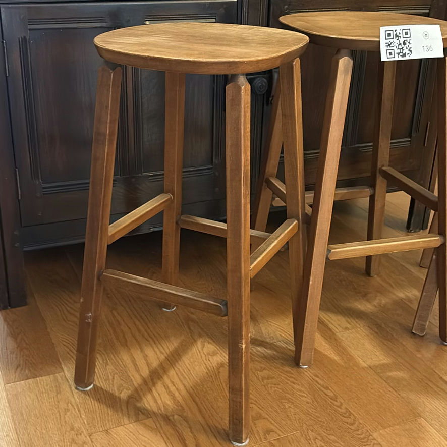 Set of Three Wooden Bar Stools - image 5 of 9