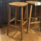 Set of Three Wooden Bar Stools - thumbnail 5 of 9