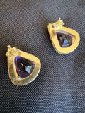 14K Gold & Amethyst Gemstone Stud Earrings - thumbnail 5 of 9