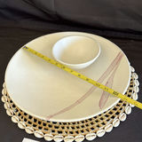 Ceramic Serving Platter, Bowl, and Woven Shell Placemat - thumbnail 4 of 5