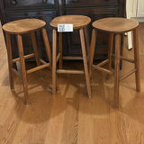 Set of Three Wooden Bar Stools - thumbnail 1 of 9