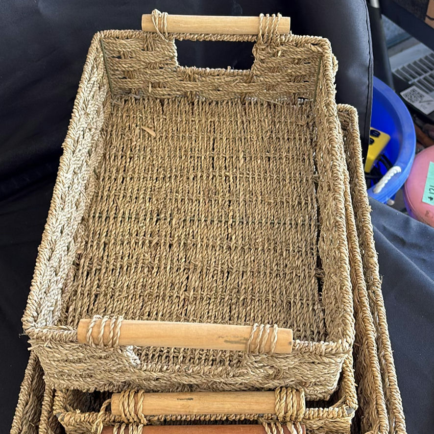 Set of Woven Storage Baskets and Trays - image 8 of 9