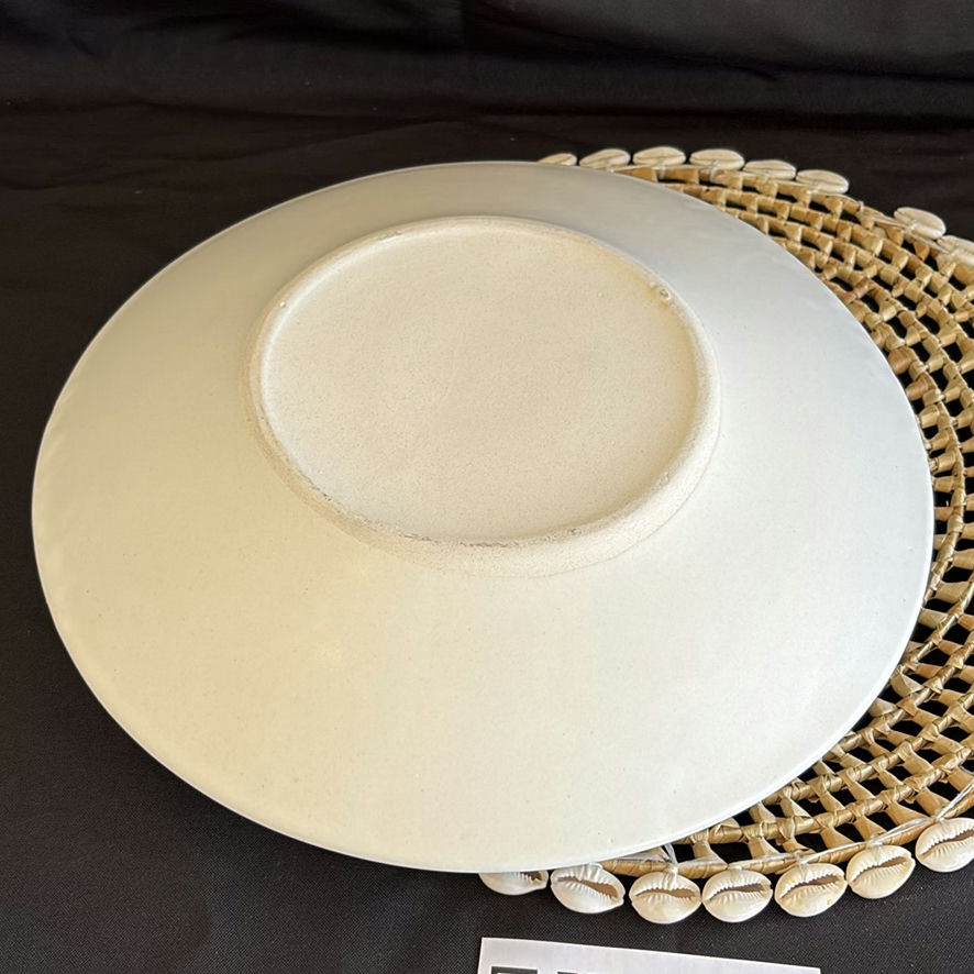 Ceramic Serving Platter, Bowl, and Woven Shell Placemat - image 2 of 5