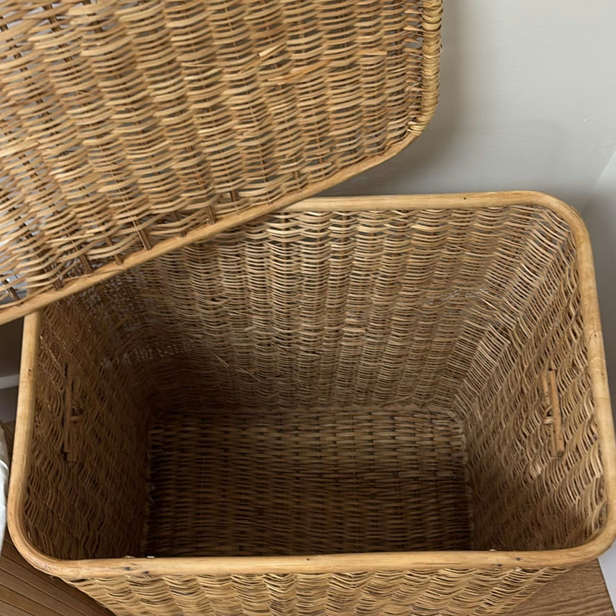Two Wicker and Bamboo Laundry Hampers - image 5 of 9