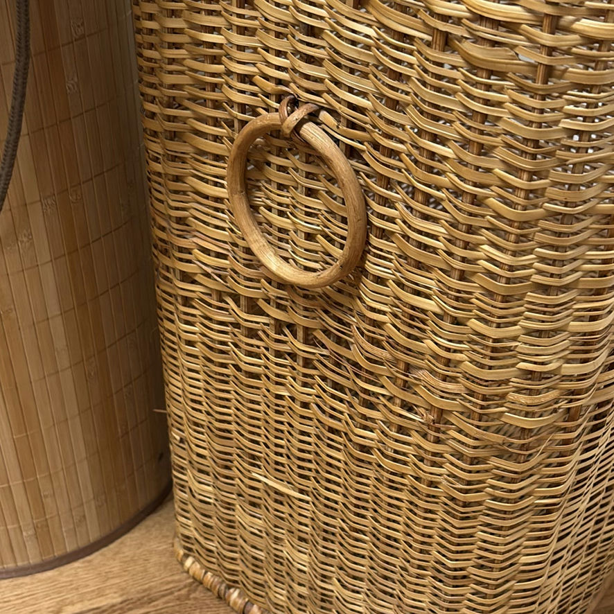 Two Wicker and Bamboo Laundry Hampers - image 8 of 9