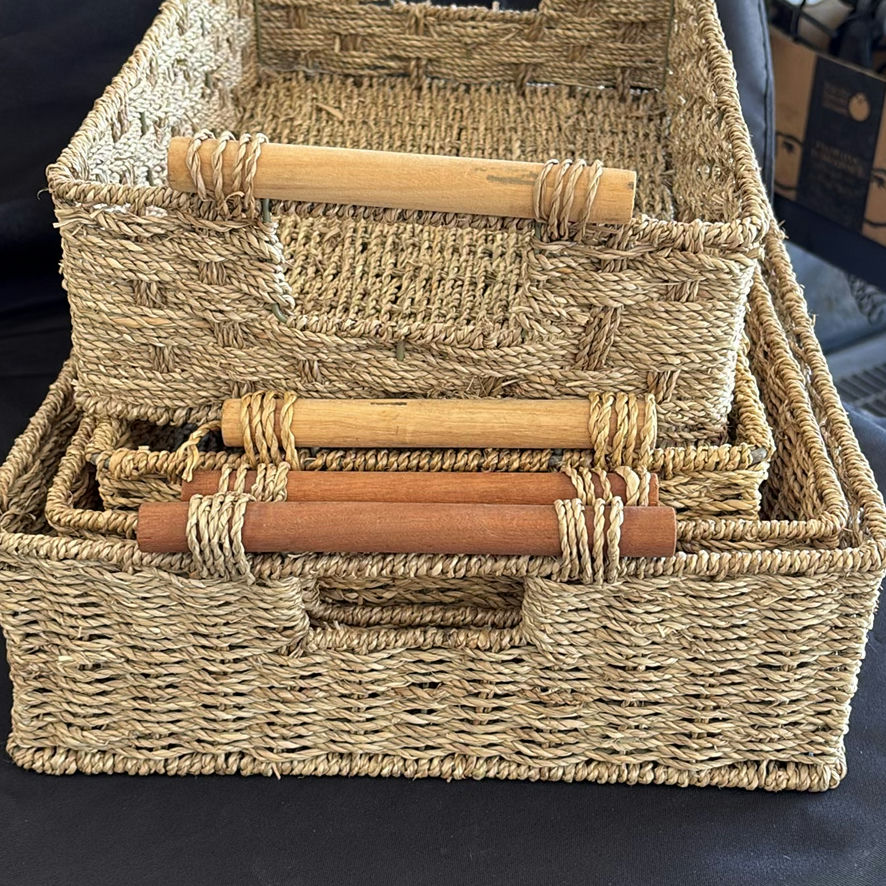 Set of Woven Storage Baskets and Trays - image 7 of 9