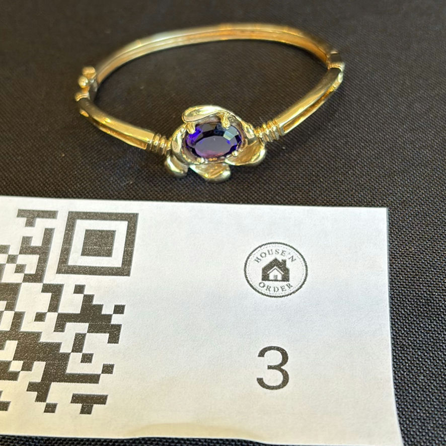 14K Gold Bangle Bracelet with Amethyst - image 1 of 8