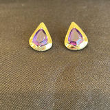 14K Gold & Amethyst Gemstone Stud Earrings - thumbnail 2 of 9