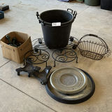 Plant Pots, Saucers, Stands, and Wire Basket - thumbnail 1 of 12