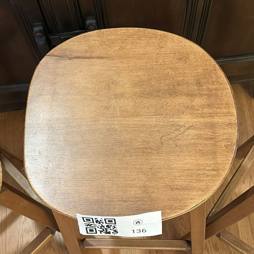 Set of Three Wooden Bar Stools - image 3 of 9