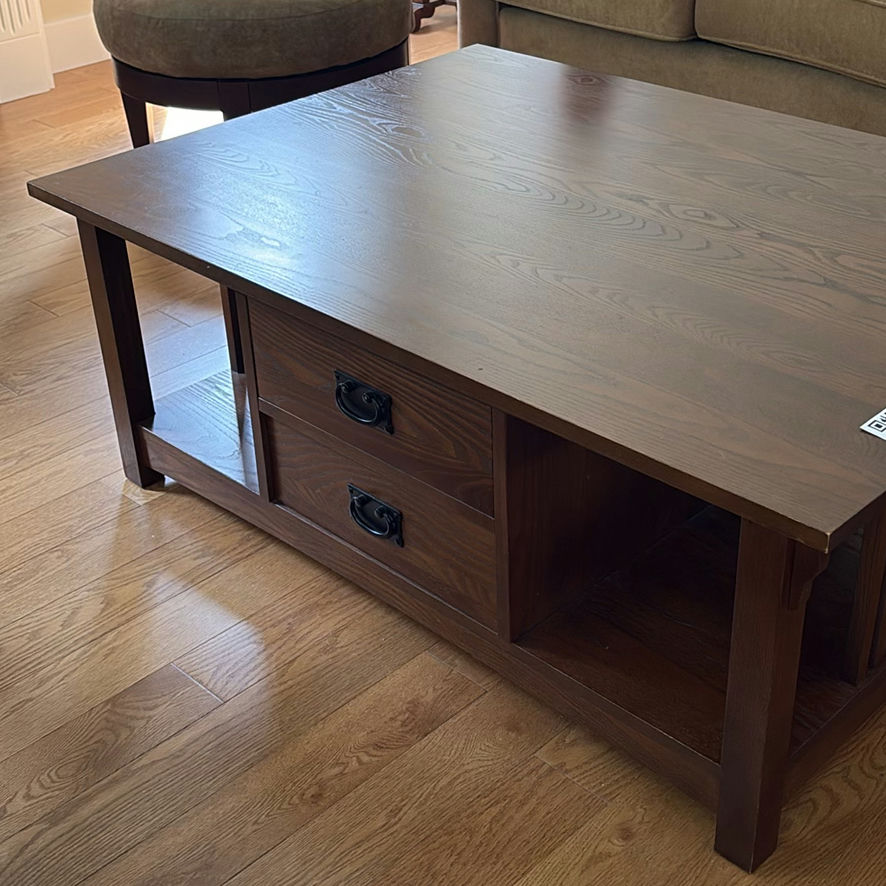 Wood Coffee Table with Drawers and Shelving - image 2 of 12