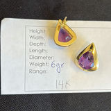 14K Gold & Amethyst Gemstone Stud Earrings - thumbnail 9 of 9