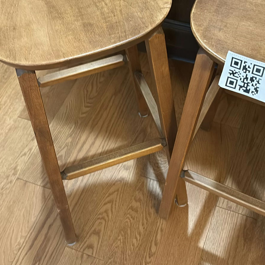 Set of Three Wooden Bar Stools - image 8 of 9