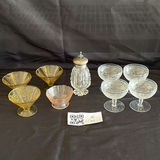 Assorted Etched Glass Dessert Cups and Glass Jar - thumbnail 1 of 18
