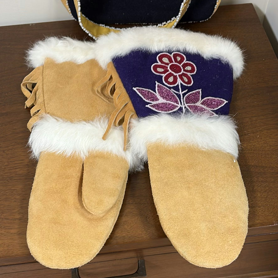 Indigenous Beaded & Fur Mitts, Satchel and First Nations Graphic Sweatshirts - image 9 of 20
