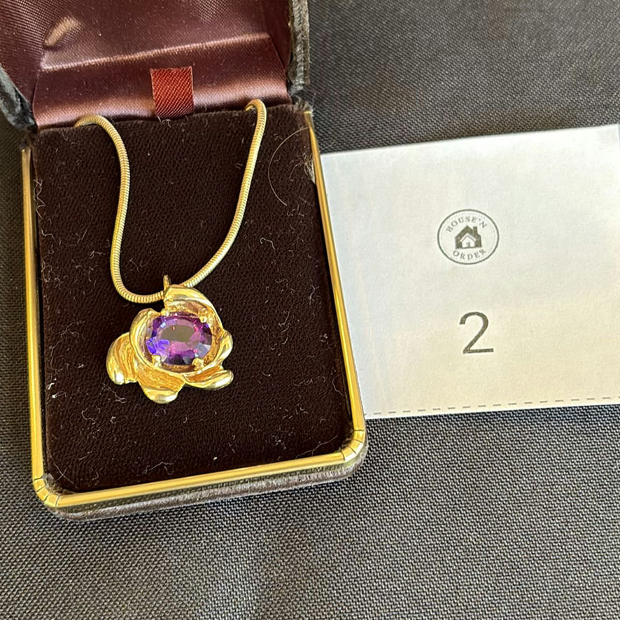 14K Gold Necklace With Amethyst Stone Pendant - image 1 of 9