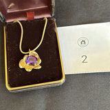 14K Gold Necklace With Amethyst Stone Pendant - thumbnail 1 of 9