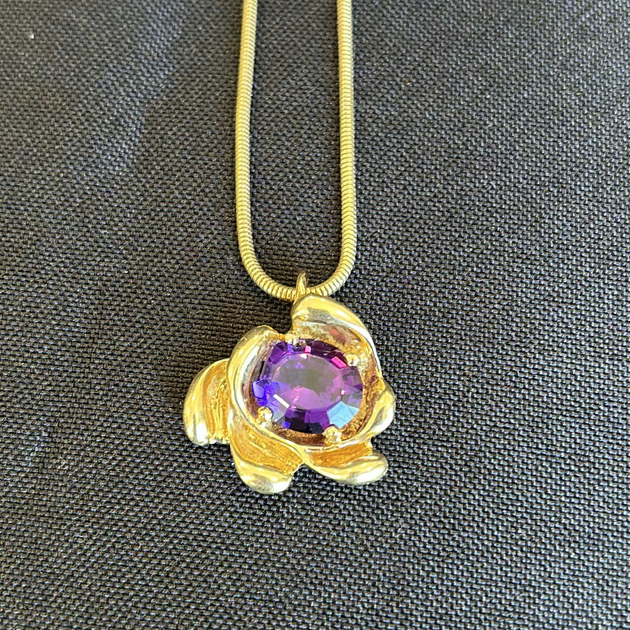 14K Gold Necklace With Amethyst Stone Pendant - image 4 of 9