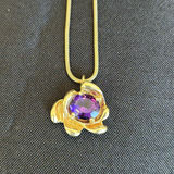 14K Gold Necklace With Amethyst Stone Pendant - thumbnail 4 of 9