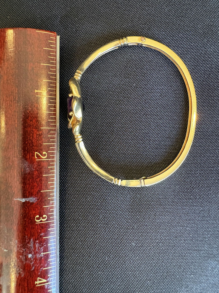 14K Gold Bangle Bracelet with Amethyst - image 4 of 8