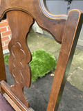 5 Dining Chairs- Wooden Chairs with Burgundy Upholstery and One Curved Wooden Seat Chair - thumbnail 4 of 15