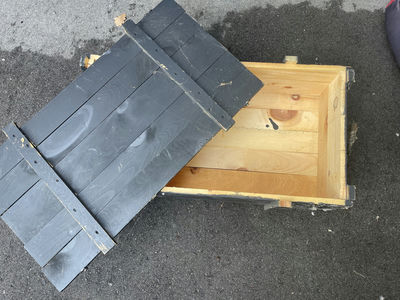 2 Box Storage: Black Wooden Storage Chest And Grey Painted Smaller Wood Box - Image 1 of 9