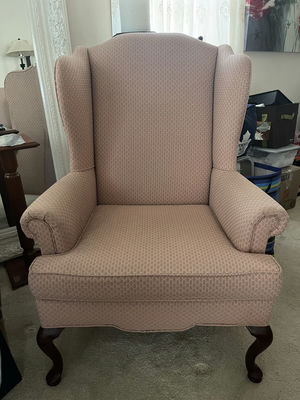 Set Of 2 - Pink Upholstered Wingback Chairs - Image 1 of 7