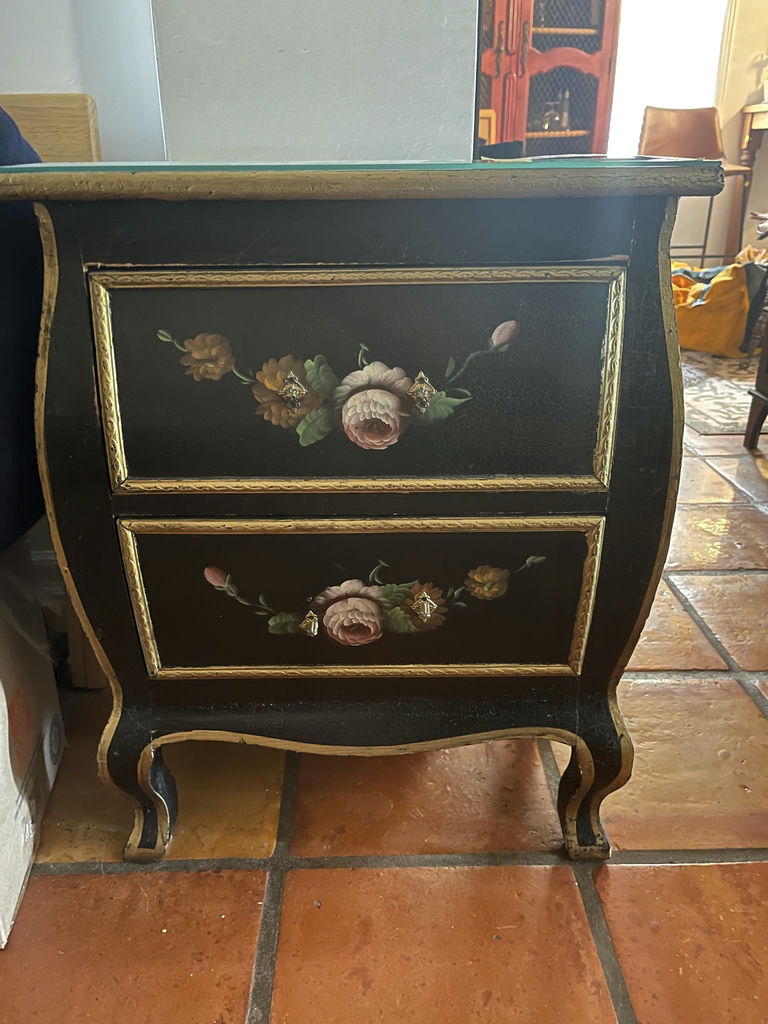 Black Floral Painted Two-Drawer Accent Cabinet - image 1 of 6