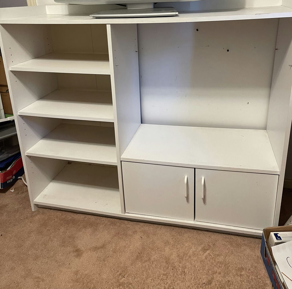 White Storage Cabinet with Shelves and Two-Door Cabinet - image 1 of 4
